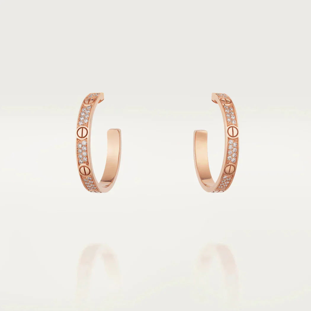 [Raffine]LOVE DIAMOND PINK GOLD HOOP EARRINGS