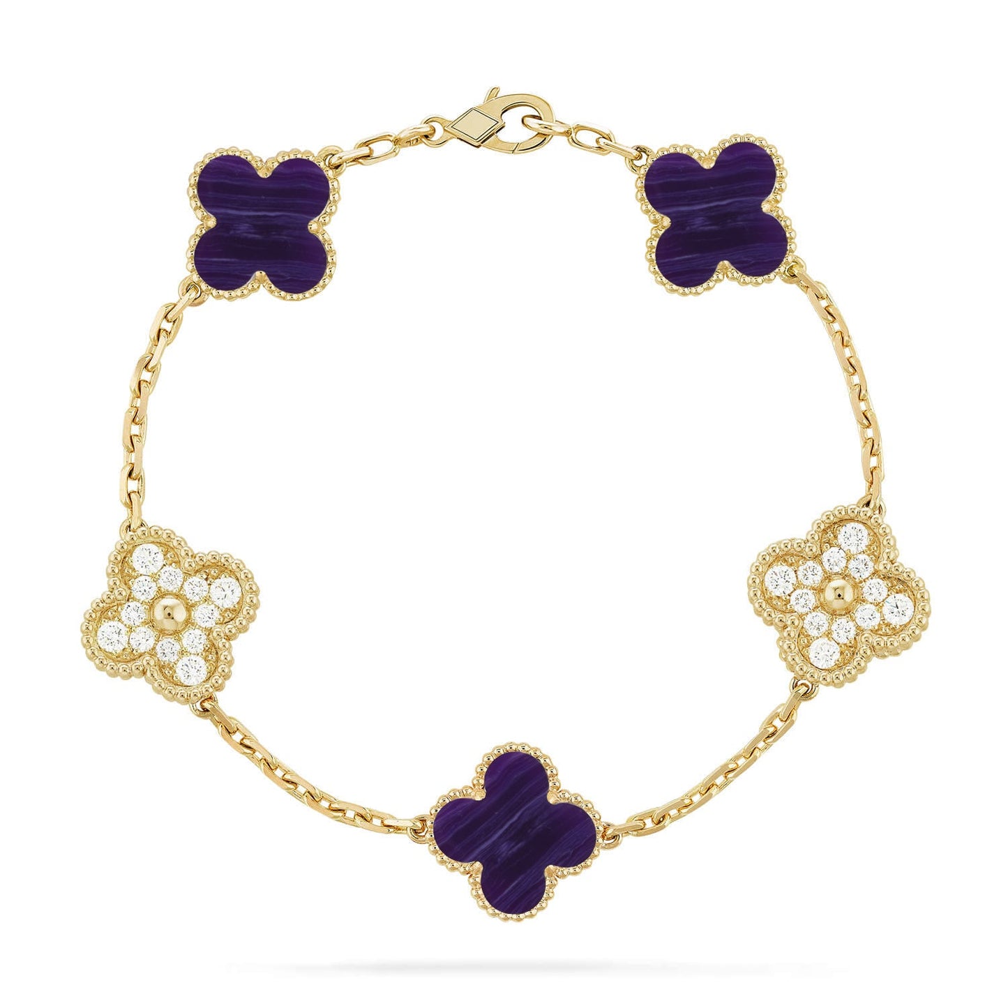 [Raffine]CLOVER 5 MOTIF PURPLE STRIPES BRACELET COLLECTION
