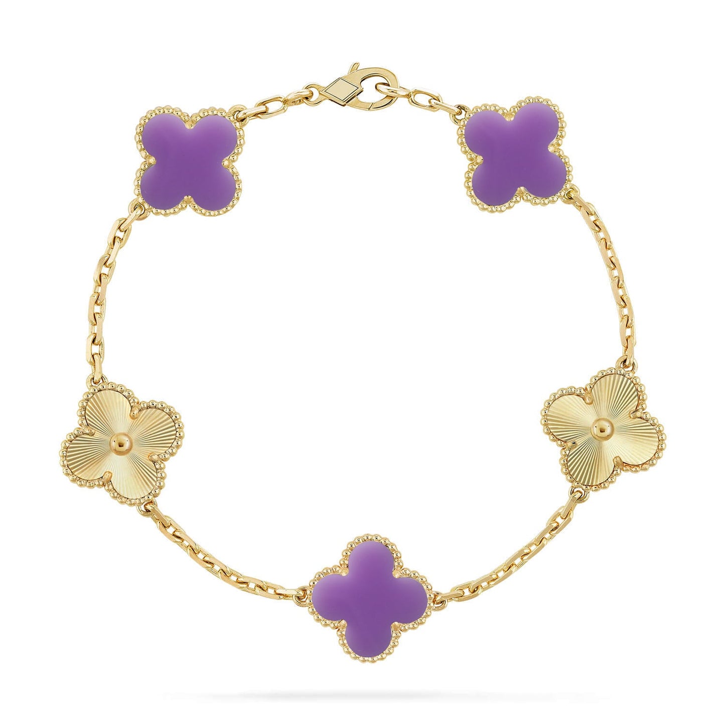 [Raffine]CLOVER 5 MOTIF BRACELET COLLECTION باللون الأرجواني الفاتح