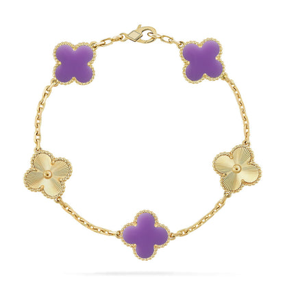 [Raffine]CLOVER 5 MOTIF BRACELET COLLECTION باللون الأرجواني الفاتح