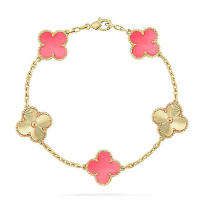 [Raffine] CLOVER 5 MOTIFS ROSA PERLMUTT ARMBAND KOLLEKTION