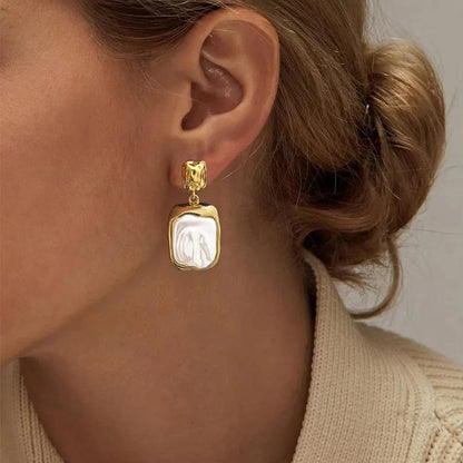 [Raffine]Brittany Freshwater Pearl Slate Earrings