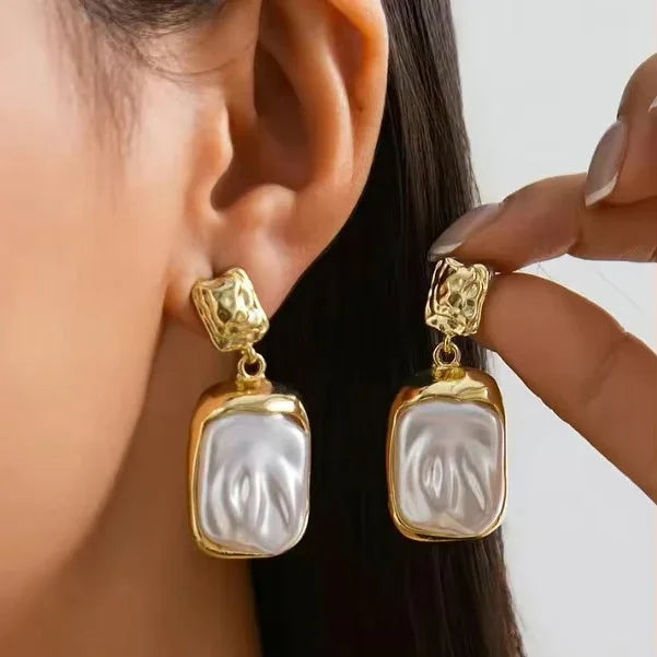 [Raffine]Brittany Freshwater Pearl Slate Earrings