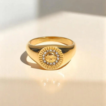 [Raffine]Solari Sunface Gold Ring
