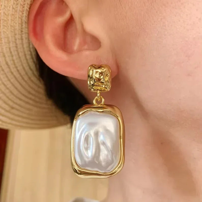 [Raffine]Brittany Freshwater Pearl Slate Earrings