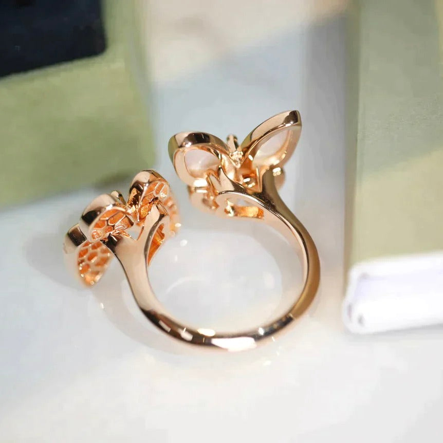 [Raffine]TWIN BUTTERFLY DIAMOND MOP RING