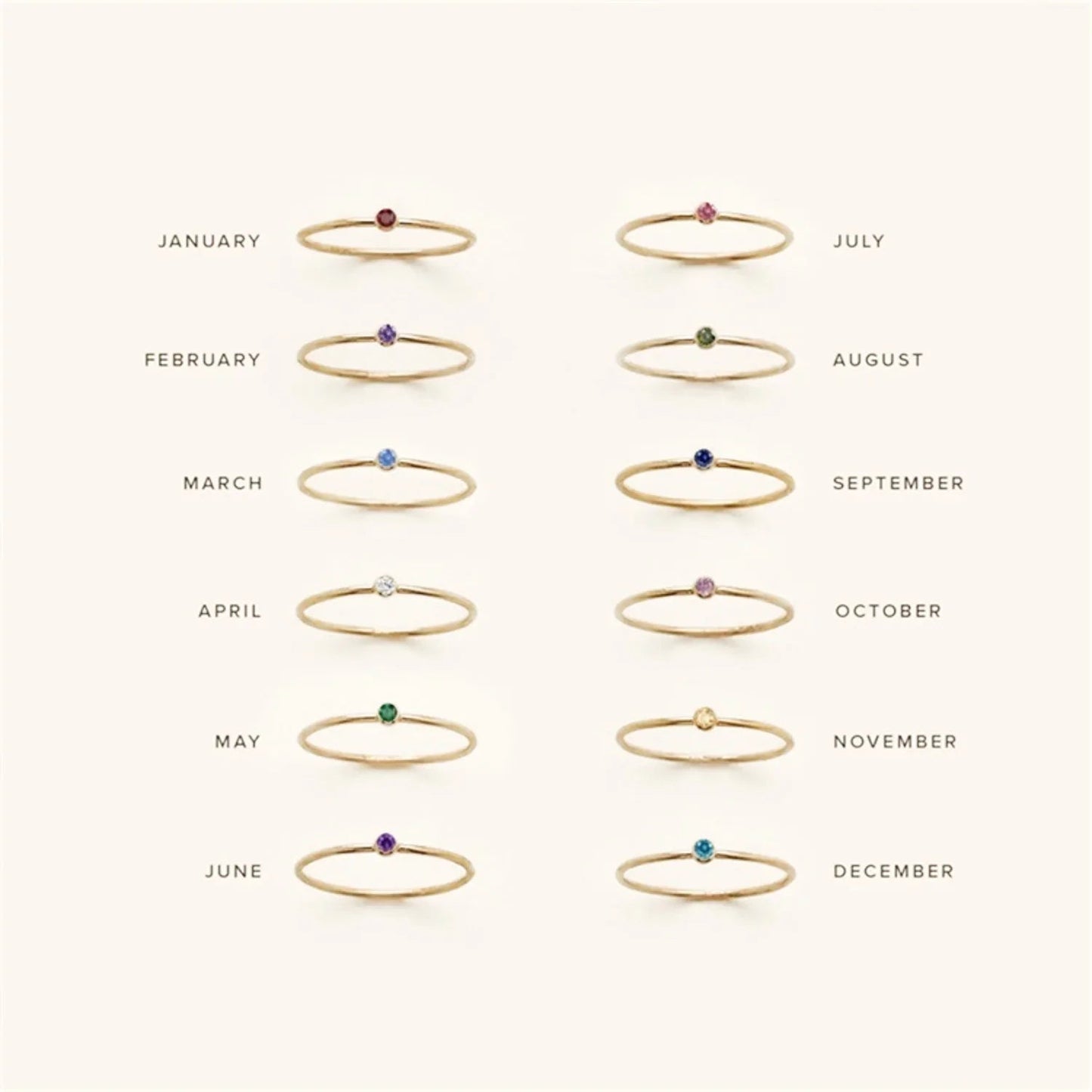 [Raffine]Amelia Birthstone Stacker Ring