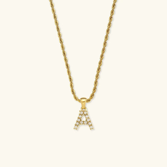 [Raffine]Elodie Initial Letter Pearl Necklace