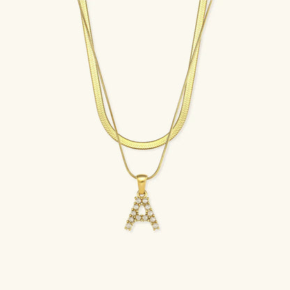 [Raffine]Fiona Layered Gold Initial Letter Necklace