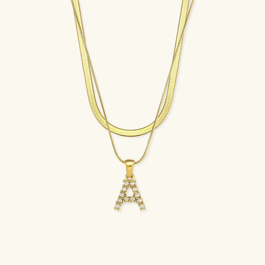 [Raffine]Fiona Layered Gold Initial Letter Necklace