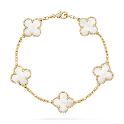 [Raffine]CLOVER  5 MOTIF WHITE MOP BRACELET
