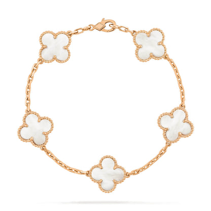 [Raffine]CLOVER  5 MOTIF WHITE MOP BRACELET