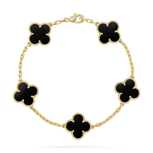 [Raffine]CLOVER  5 MOTIFS BLACK ONYX BRACELET
