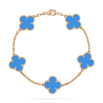 [Raffine]CLOVER 5 MOTIFS BLUE AGATE BRACELET