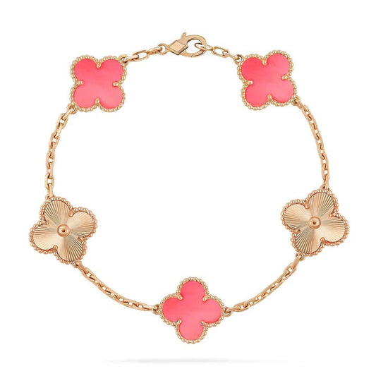 [Raffine]CLOVER BRACELET 5 MOTIF PINK AND PINK GOLD