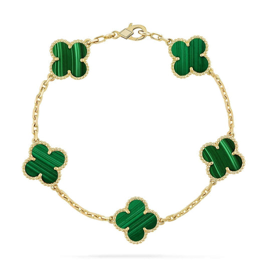 [Raffine]CLOVER 5 MOTIFS MALACHITE BRACELET