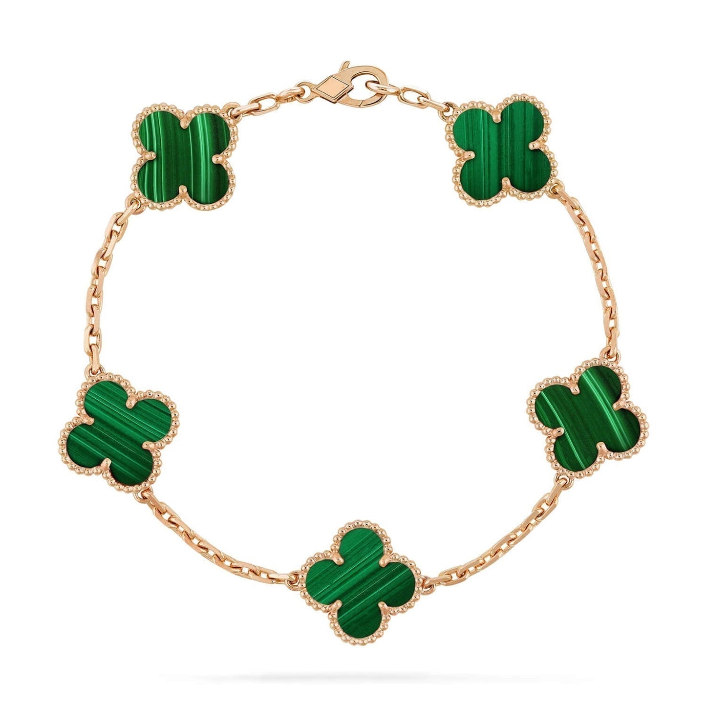 [Raffine]CLOVER 5 MOTIFS MALACHITE BRACELET