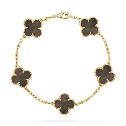 [Raffine]CLOVER 5 MOTIF GRAY MOP  BRACELET
