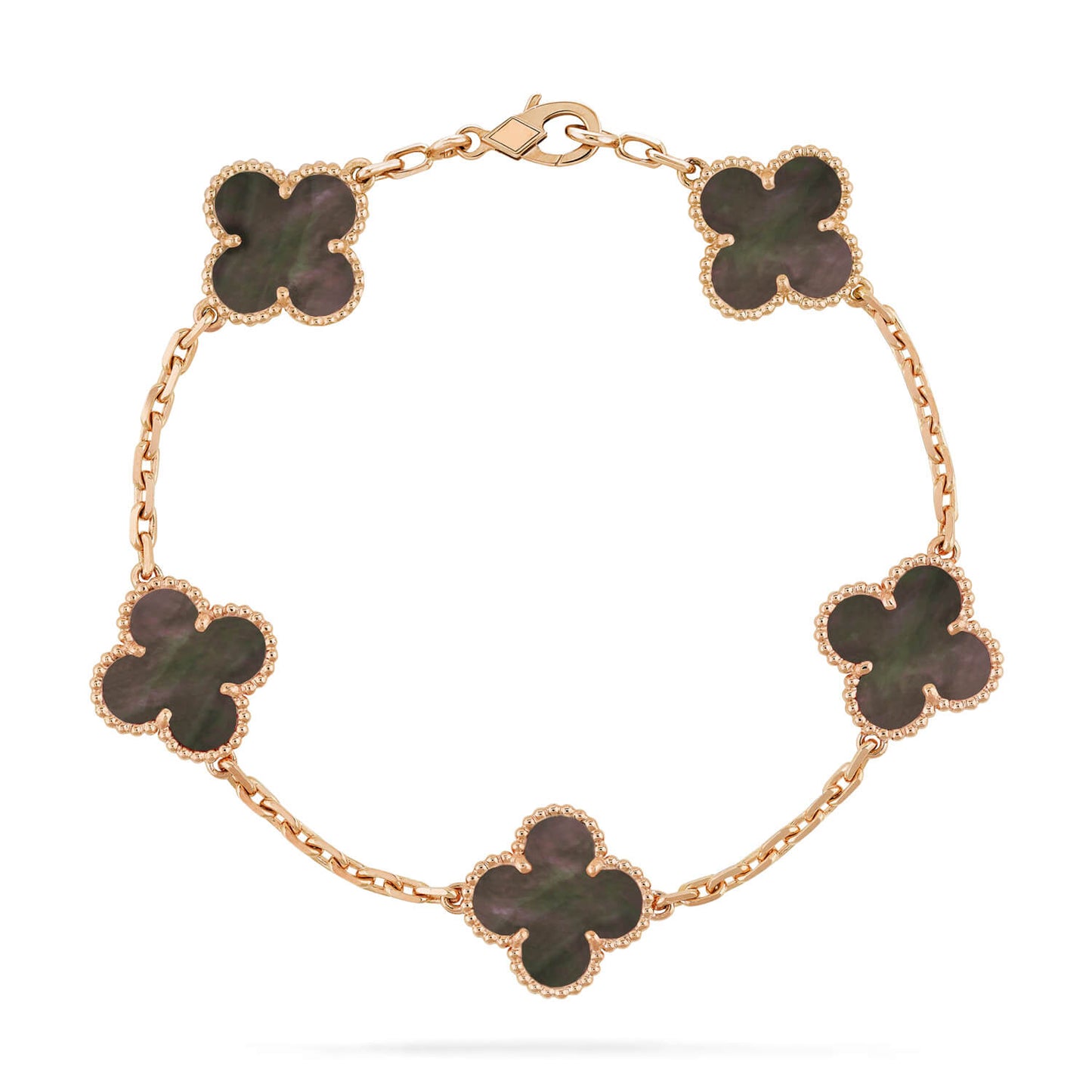 [Raffine]CLOVER 5 MOTIF GRAY MOP  BRACELET