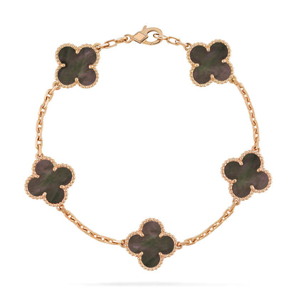 [Raffine]CLOVER 5 MOTIF GRAY MOP  BRACELET