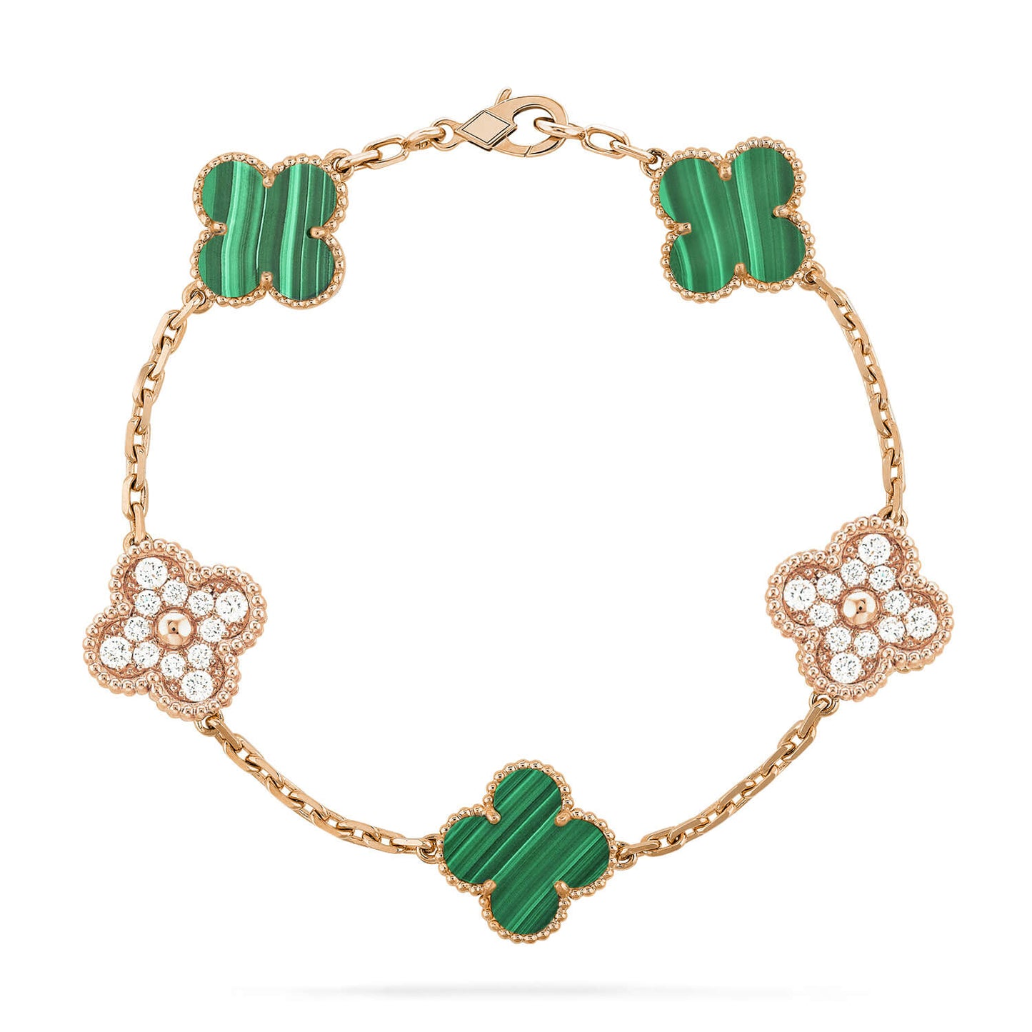 [Raffine]CLOVER  5 MOTIF MALACHITE DIAMOND BRACELET