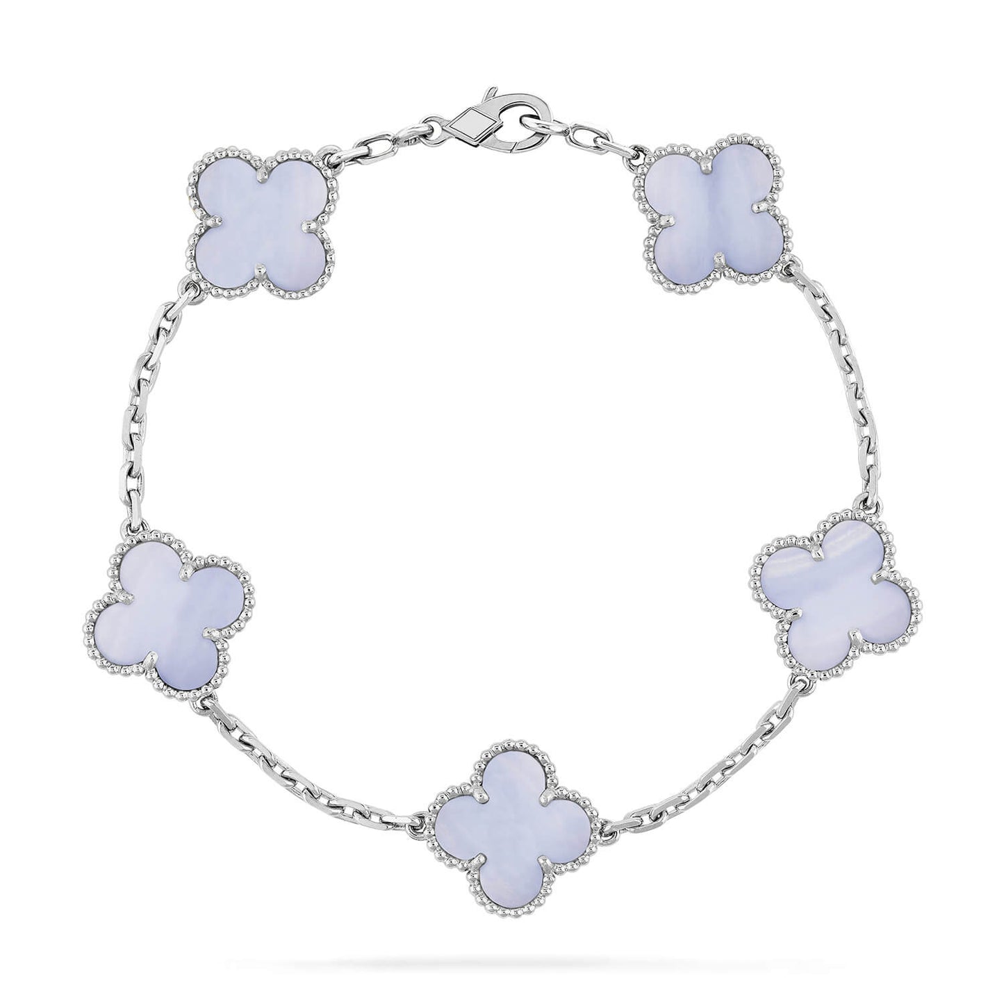 [Raffine]CLOVER  5 MOTIF PURPLE CHALCEDONY BRACELET SILVER