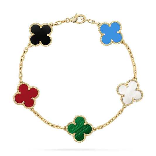 [Raffine]PULSERA MULTICOLOR TRÉBOL 5 MOTIVOS