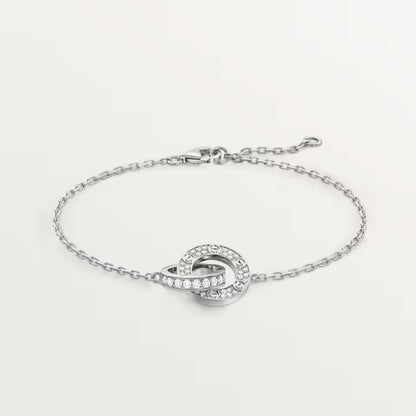 [Raffine]LOVE DOUBLE RING FULL DIAMOND BRACELET