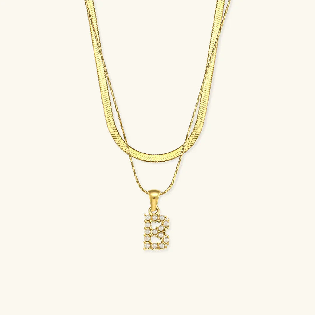 [Raffine]Fiona Layered Gold Initial Letter Necklace