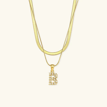 [Raffine]Fiona Layered Gold Initial Letter Necklace