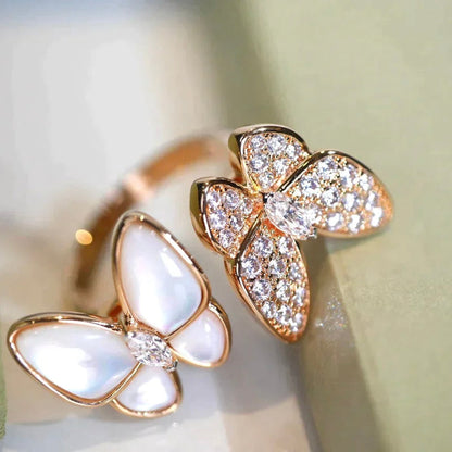 [Raffine]TWIN BUTTERFLY DIAMOND MOP RING
