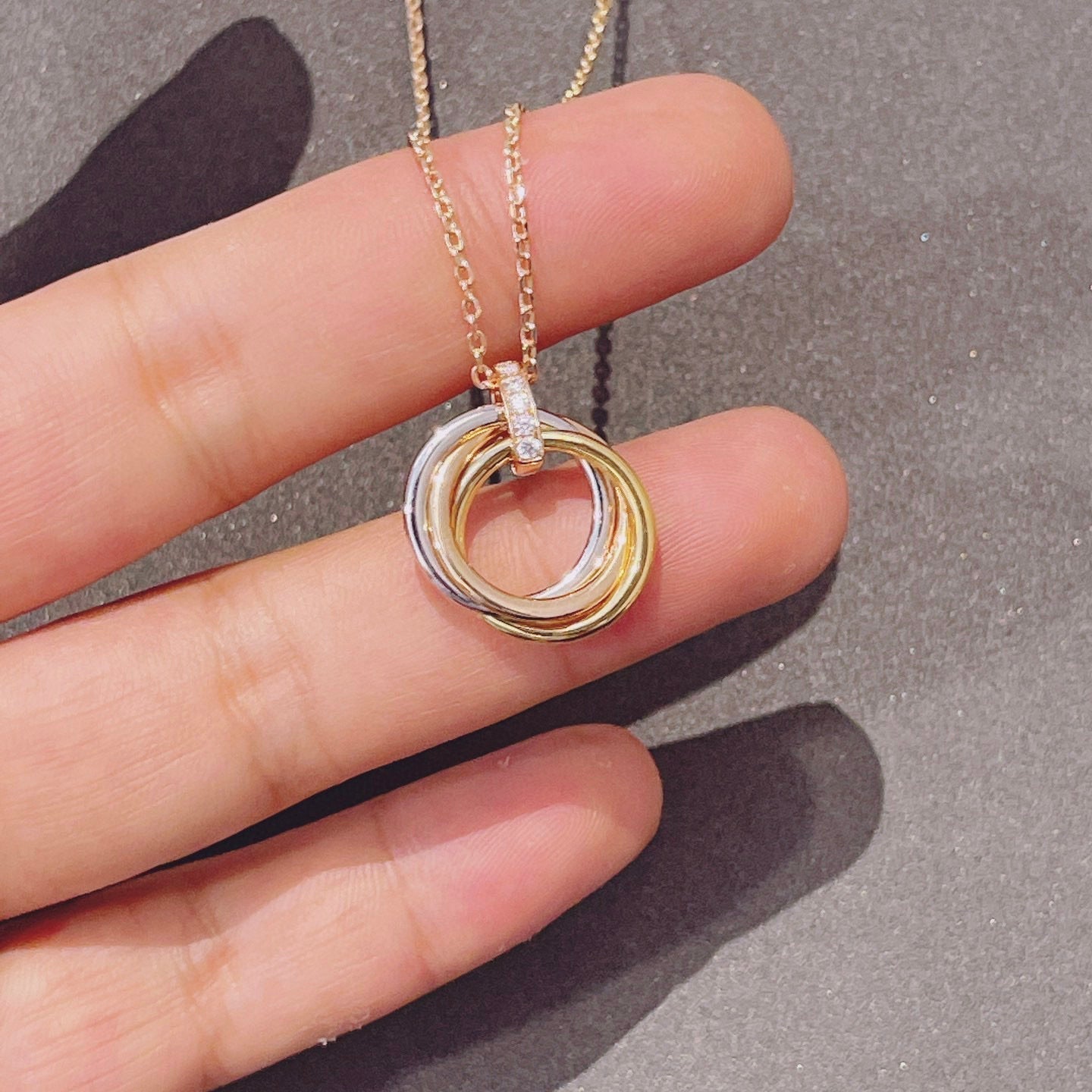 [Raffine]COLLAR TRINITY ORO DIAMANTES