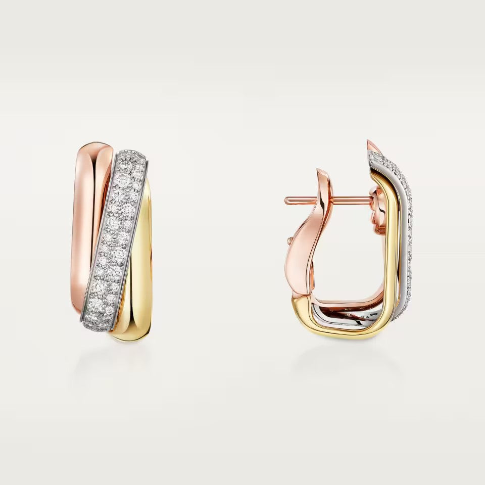 [Raffine]TRINITY HALF DIAMOND  CUSHION EARRINGS