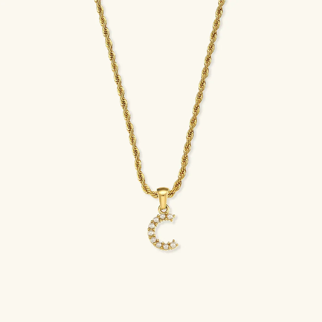 [Raffine]Elodie Initial Letter Pearl Necklace
