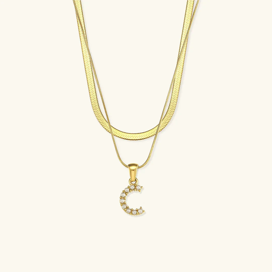 [Raffine]Fiona Layered Gold Initial Letter Necklace