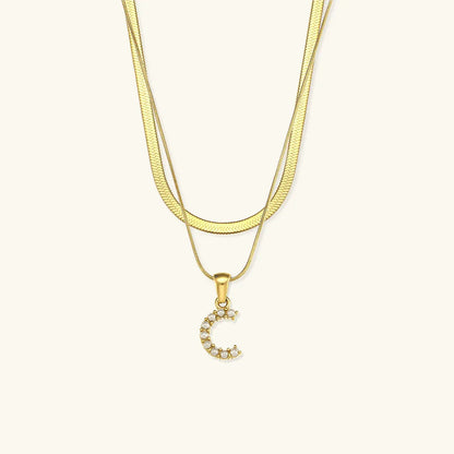 [Raffine]Fiona Layered Gold Initial Letter Necklace
