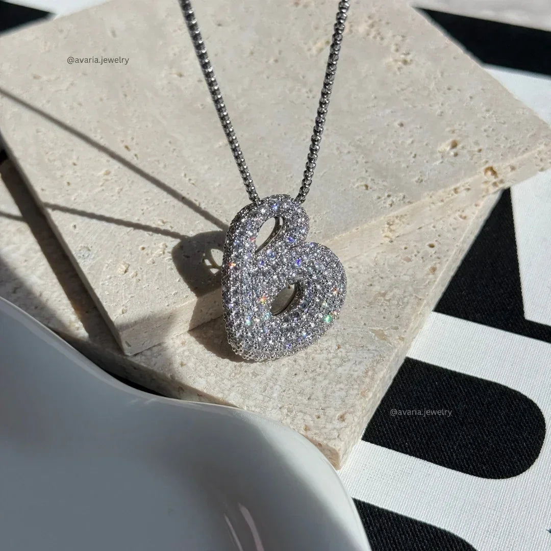 [Raffine]Bubble Initial Diamond Necklace