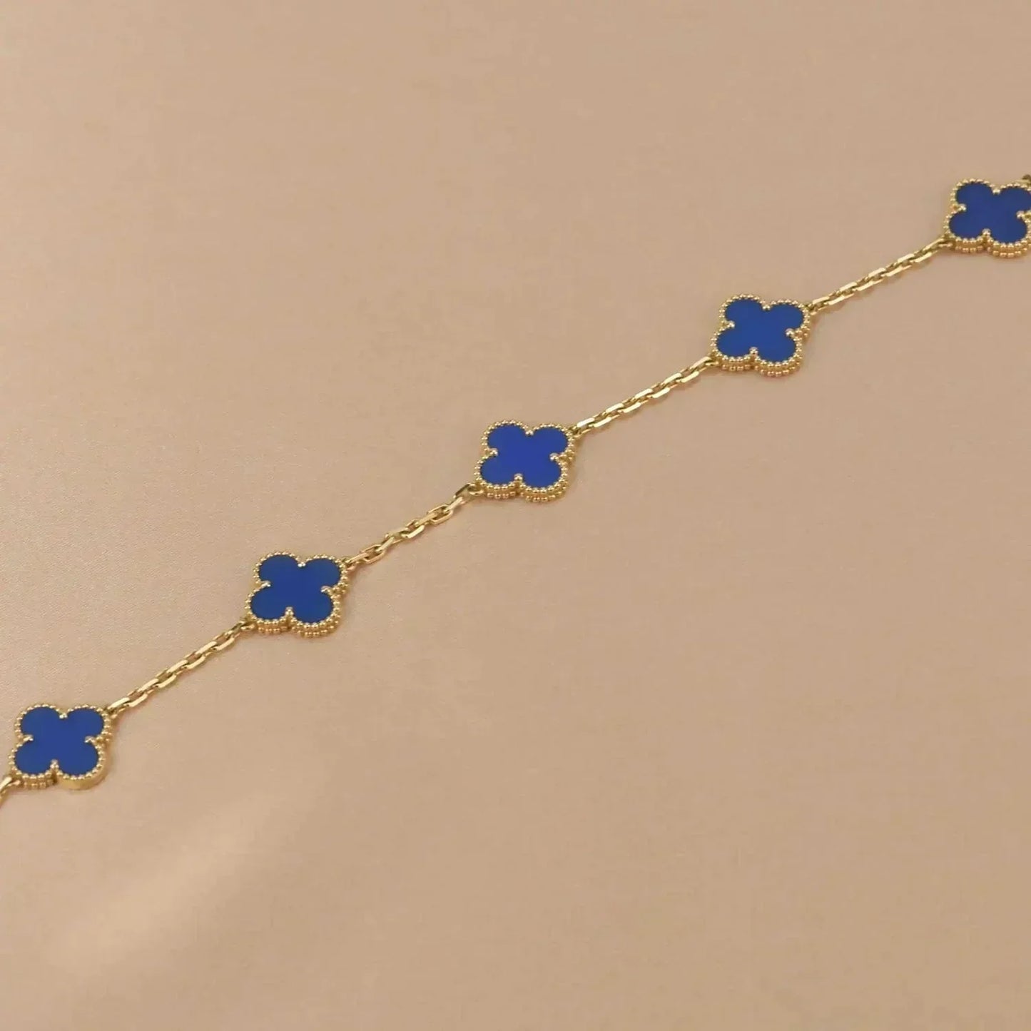[Raffine]CLOVER 5 MOTIFS BLUE AGATE BRACELET