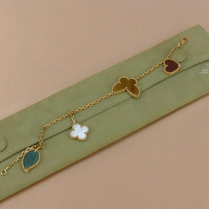 [Raffine]LUCKY SPRING 5 MOTIF GOLD BRACELET