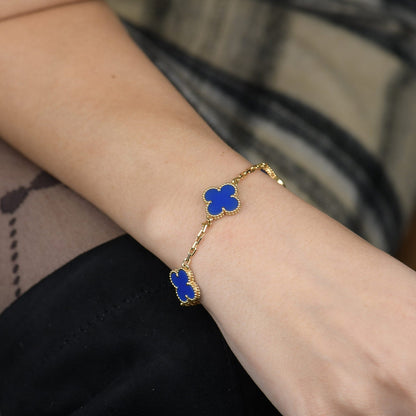 [Raffine]CLOVER 5 MOTIFS BLUE AGATE BRACELET