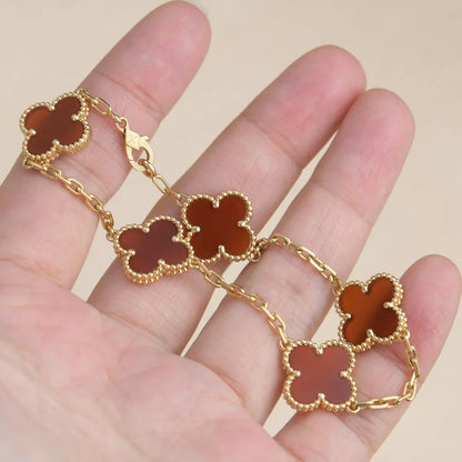 [Raffine] CLOVER 5 MOTIV ROTER KORNELIAN-ARMBAND KOLLEKTION