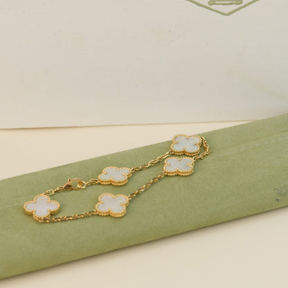 [Raffine]CLOVER  5 MOTIF WHITE MOP BRACELET