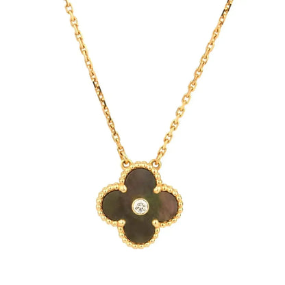 [Raffine] COLLAR DE TRÉBOL DE 15 MM CON DIAMANTES Y NÁCAR