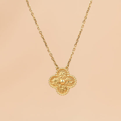 [Raffine]CLOVER 15MM  BRONZING NECKLACE