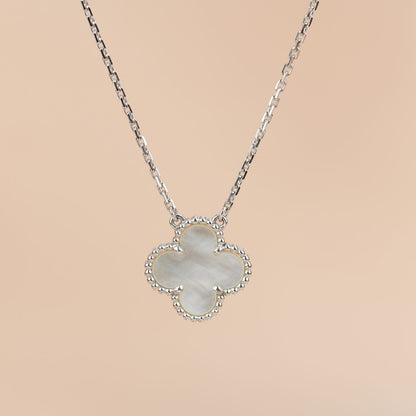 [Raffine]CLOVER  15MM WHITE MOTHER-OF-PEARL SILVER