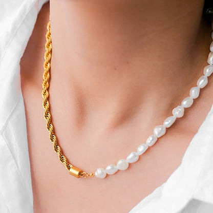 [Raffine]Dualia Gold Pearl Necklace