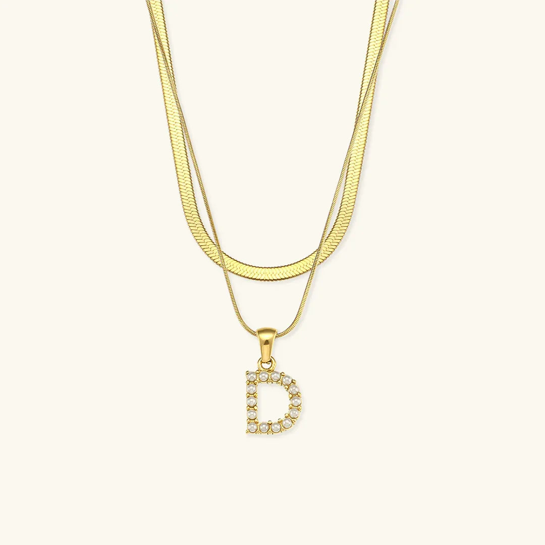[Raffine]Fiona Layered Gold Initial Letter Necklace