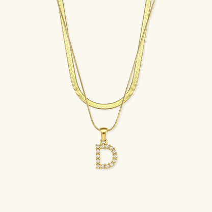 [Raffine]Fiona Layered Gold Initial Letter Necklace