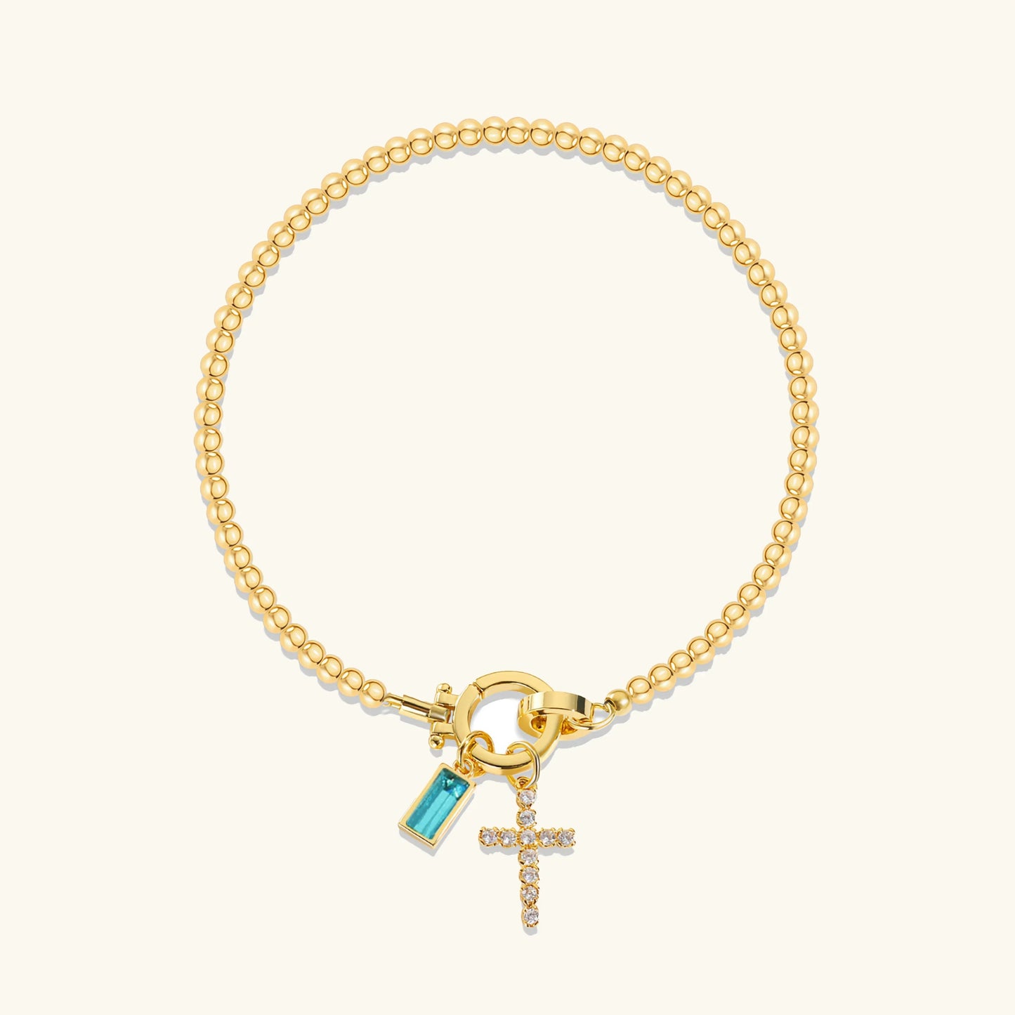 [Raffine]Amalia Birthstone Cross Bracelet