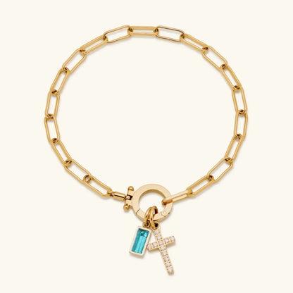 [Raffine]Annabella Birthstone Cross Bracelet